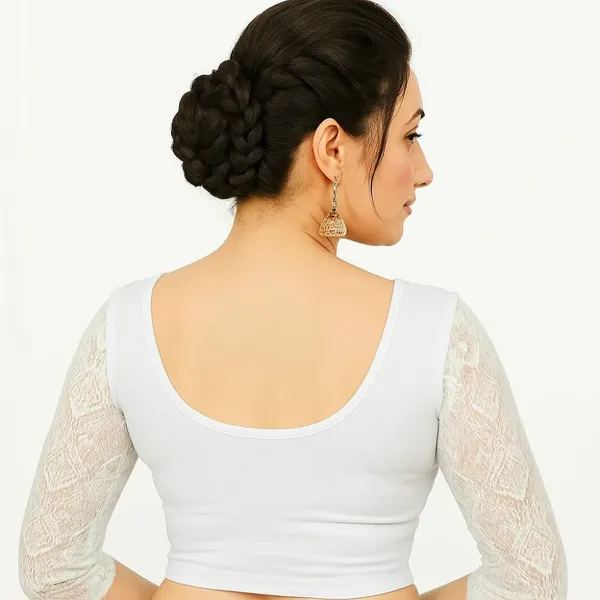 White_Premium_Cotton_Lycra_Saree_Blouse_For_Women