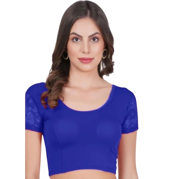 Blue_Premium_Cotton_Lycra_Half_Sleeve_Saree_Blouse_For_Women_(Pack_Of_5)