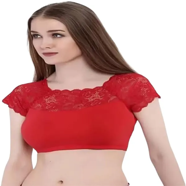 Red_Premium_Readymade_Lace_Net_Blouse_For_Women