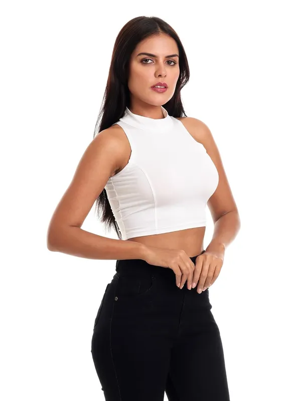 White_Premium_Cotton_Readymade_Saree_Blouse_For_Women