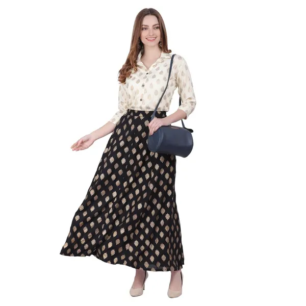 White_Black_Premium_Ethnic_Skirt_And_Top_Set_For_Women
