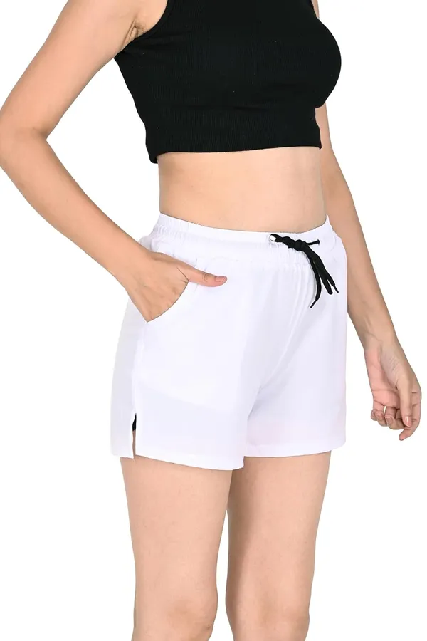 White_Premium_Cotton_Checkered_Boxer_Shorts_Ultra_Light_Breathable_With_Pocket_Regular_Fit_Mid_Rise_For_Women