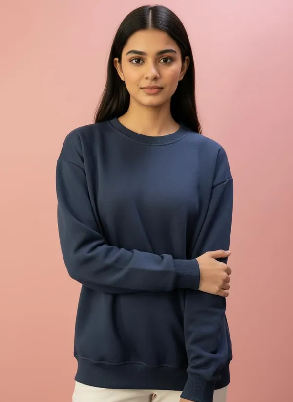 Navy_Blue_Premium_Round_Neck_Sweatshirt_For_Women
