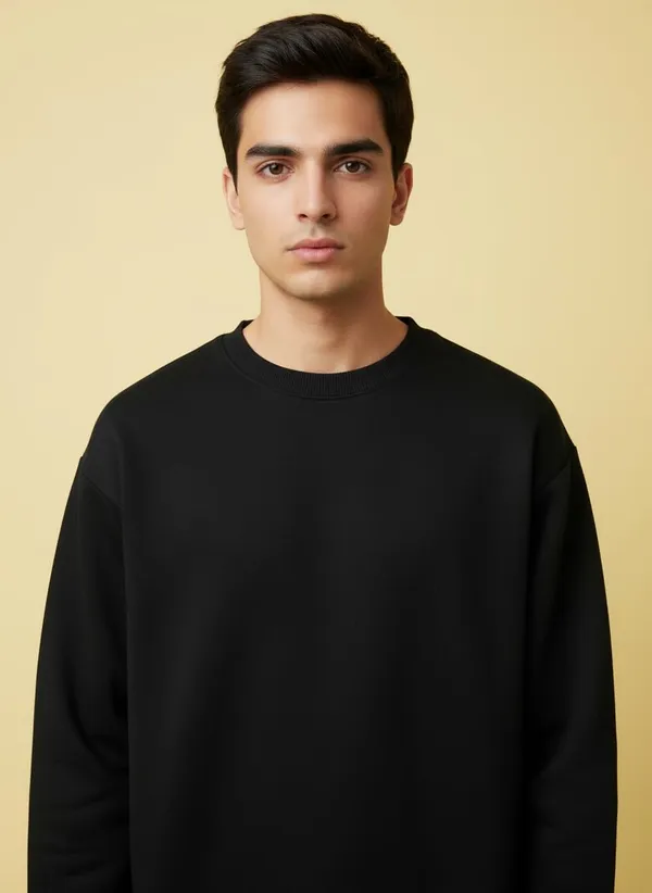 Black_Premium_Round_Neck_Sweatshirt_For_Men