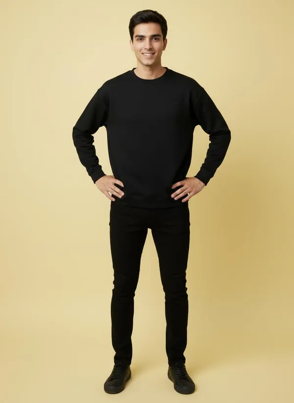 Black_Premium_Round_Neck_Sweatshirt_For_Men