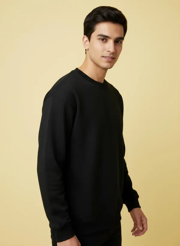 Black_Premium_Round_Neck_Sweatshirt_For_Men