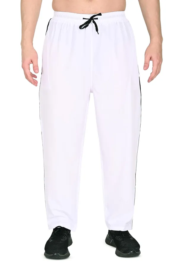 White_Premium_Cotton_Track_Pants_Elastic_Waistband_Multiple_Pockets_Casual_Sports_Trousers_For_Gym_Workout_For_Men