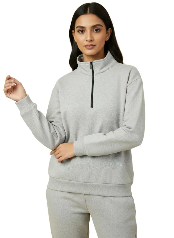 Grey_Premium_Half_Zipper_Fleece_Sweatshirt_For_Women