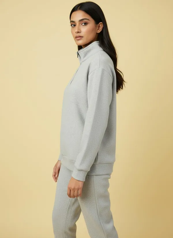 Grey_Premium_Half_Zipper_Fleece_Sweatshirt_For_Women