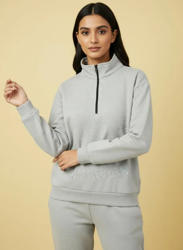 Grey_Premium_Half_Zipper_Fleece_Sweatshirt_For_Women