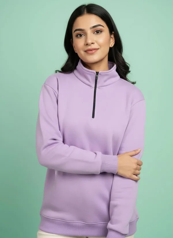 Lavender_Premium_Half_Zipper_Fleece_Sweatshirt_For_Adults