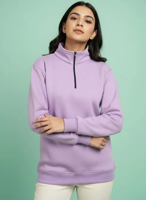 Lavender_Premium_Half_Zipper_Fleece_Sweatshirt_For_Adults