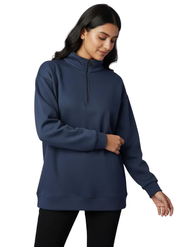 Blue_Premium_Half_Zip_Sweatshirt_Light_Fleece_Winter_Pullover_Casual_Top_Tailored_Fit_For_Women_(Pack_Of_3)