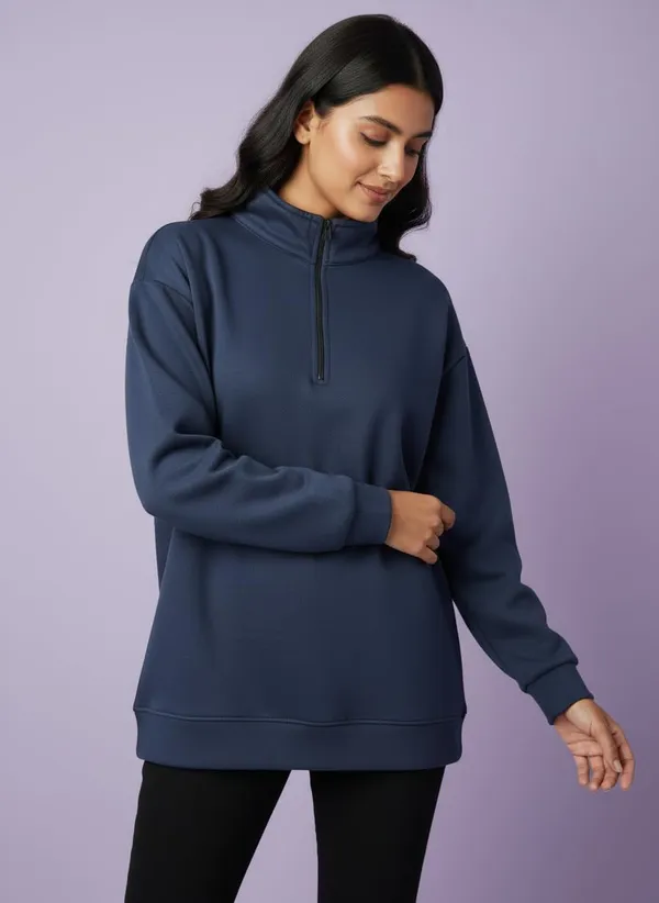 Blue_Premium_Half_Zip_Sweatshirt_Light_Fleece_Winter_Pullover_Casual_Top_Tailored_Fit_For_Women_(Pack_Of_3)