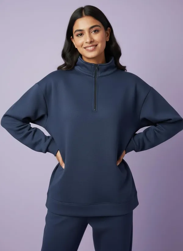 Blue_Premium_Half_Zip_Sweatshirt_Light_Fleece_Winter_Pullover_Casual_Top_Tailored_Fit_For_Women_(Pack_Of_3)