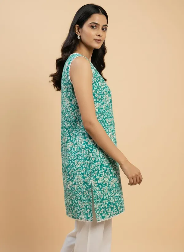 Green_Premium_Cotton_Block_Print_Kurti_For_Women