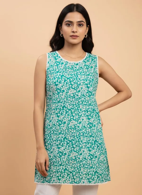Green_Premium_Cotton_Block_Print_Kurti_For_Women