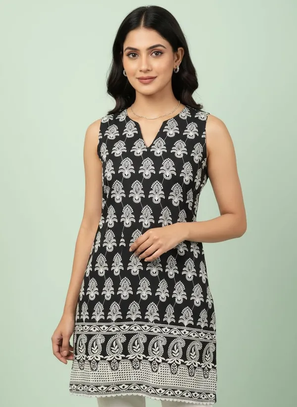 Black_Premium_Sleeveless_Chikankari_Embroidered_Kurti_For_For_Women