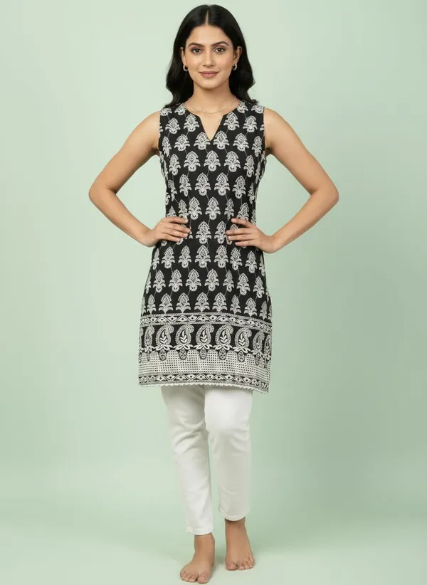 Black_Premium_Sleeveless_Chikankari_Embroidered_Kurti_For_For_Women
