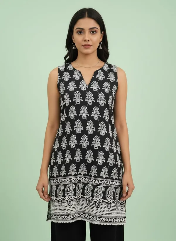 Black_Premium_Sleeveless_Chikankari_Embroidered_Kurti_For_For_Women