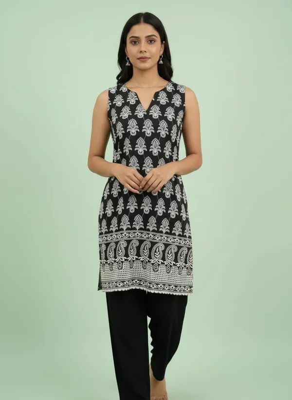 Black_Premium_Sleeveless_Chikankari_Embroidered_Kurti_For_For_Women