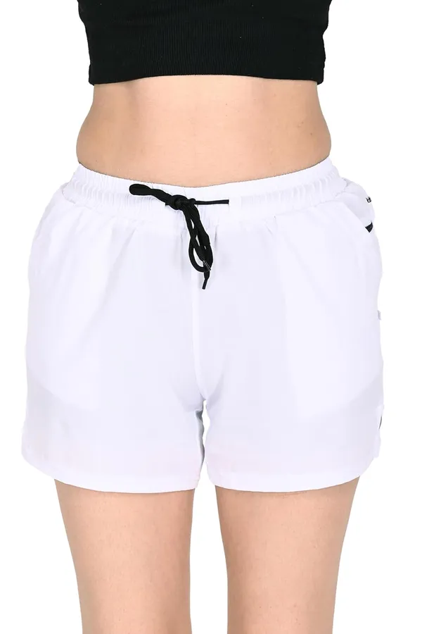 White_Premium_Shorts_Cotton_With_Pocket_For_Yoga_Gym_Sports_Workout_Active_Wear_For_Women