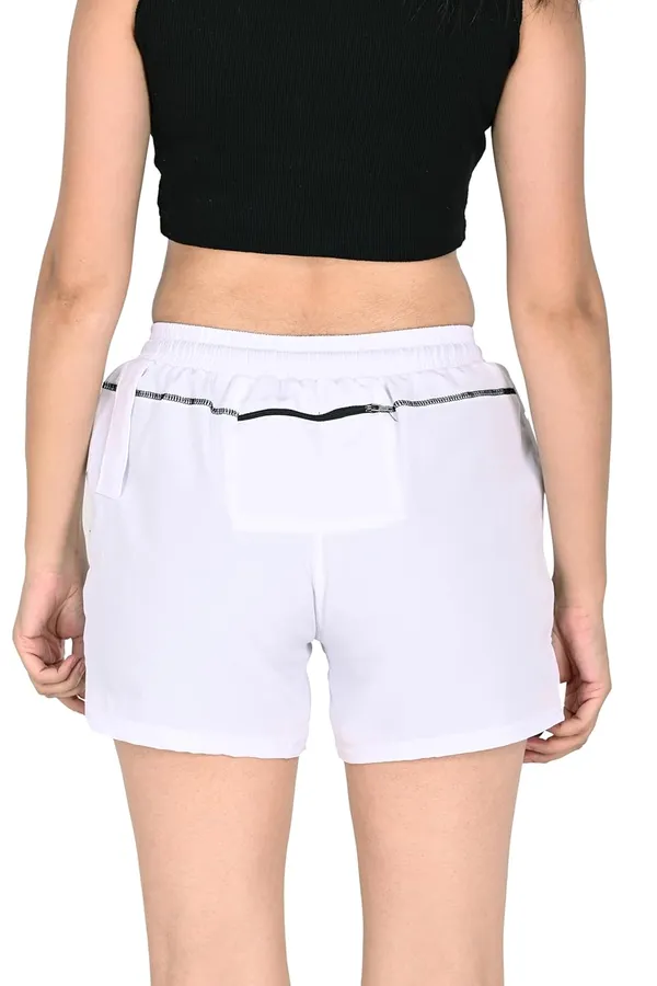 White_Premium_Shorts_Cotton_With_Pocket_For_Yoga_Gym_Sports_Workout_Active_Wear_For_Women