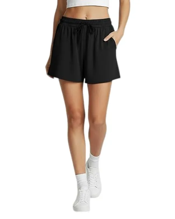Black_Premium_Cotton_Gym_Shorts_With_Pockets_For_Women_(Pack_Of_8)