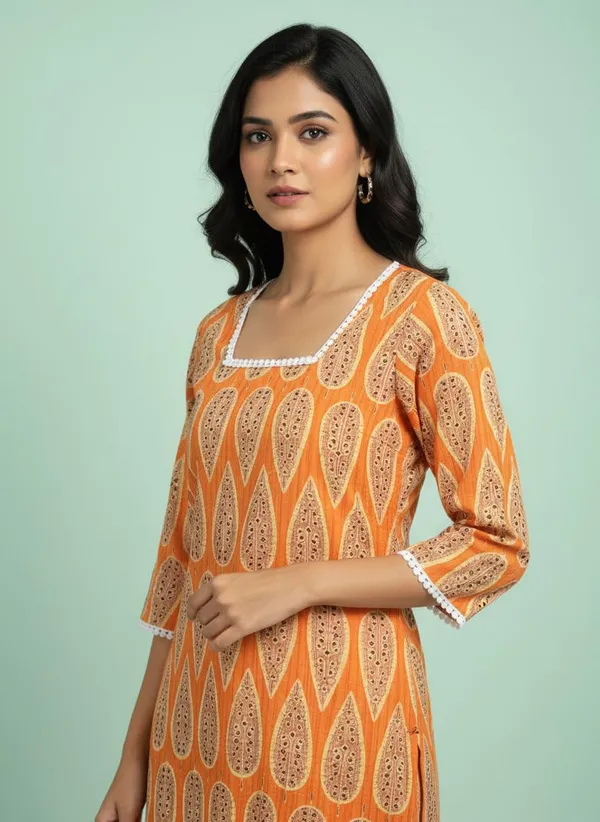 Orange_Premium_Rayon_Printed_Square_Neck_Kurti_For_Women_(Pack_Of_2)