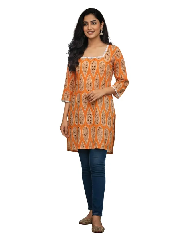 Orange_Premium_Rayon_Printed_Square_Neck_Kurti_For_Women_(Pack_Of_2)