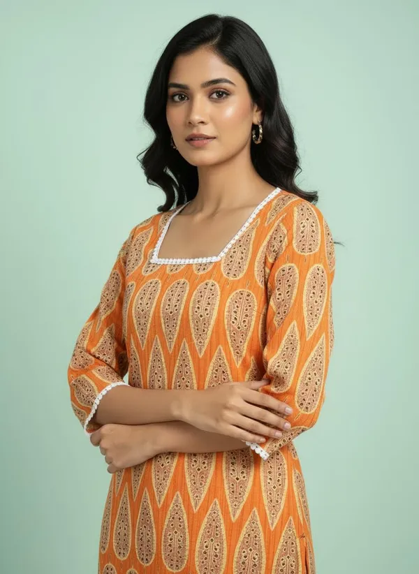 Orange_Premium_Rayon_Printed_Square_Neck_Kurti_For_Women_(Pack_Of_2)