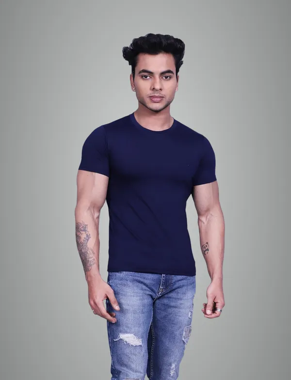 Navy_Blue_Premium_Round_Neck_Cotton_Blend_T-Shirt_For_Mens