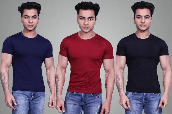 Blue_And_Maroon_And_Black_Premium_Cotton_Blend_Half_Sleeve_T-Shirt_For_Mens_(Pack_Of_3)