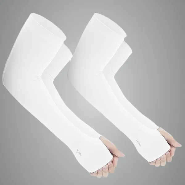 White_Premium_Uv_Protection_Arm_Sleeves_For_Adults_(Pack_Of_2)