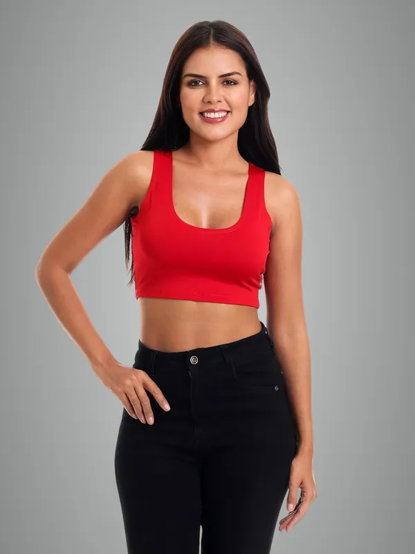 Red_Premium_Cotton_Readymade_Saree_Blouse_For_Women