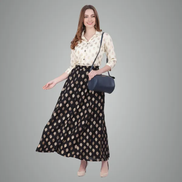 White_Black_Premium_Ethnic_Skirt_And_Top_Set_For_Women