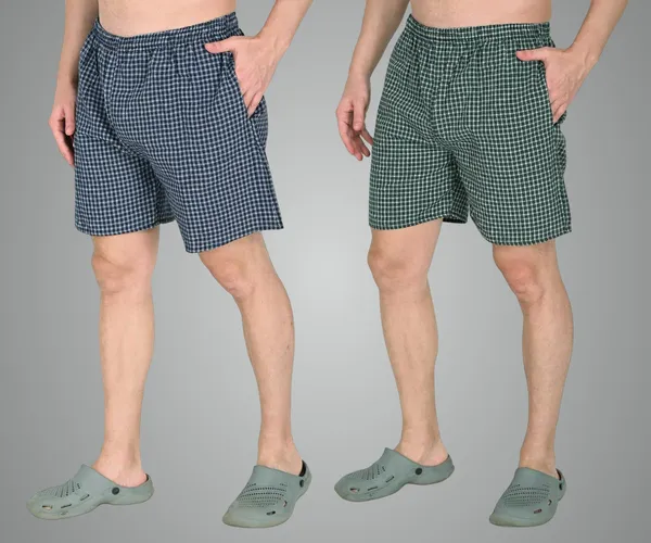 Blue_And_Green_Premium_Cotton_Checkered_Boxer_Shorts_With_Pocket_Ultra_Light_Soft_Comfort_For_Men