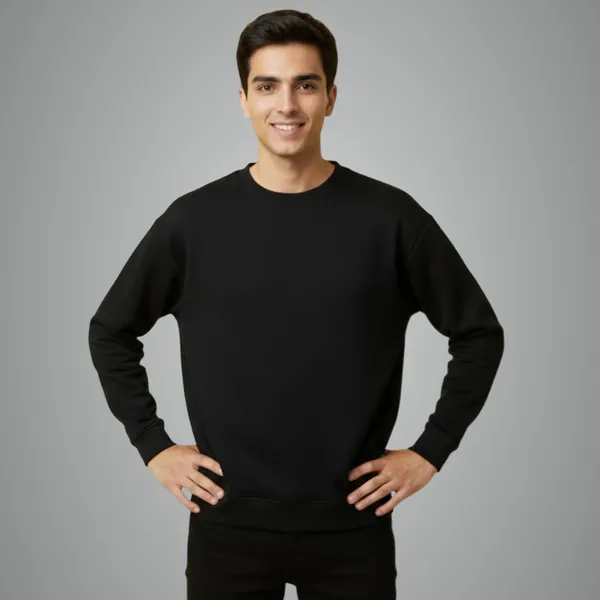 Black_Premium_Round_Neck_Sweatshirt_For_Men