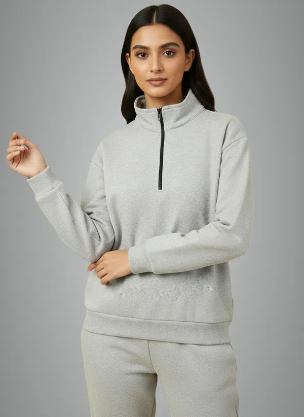 Grey_Premium_Half_Zipper_Fleece_Sweatshirt_For_Women