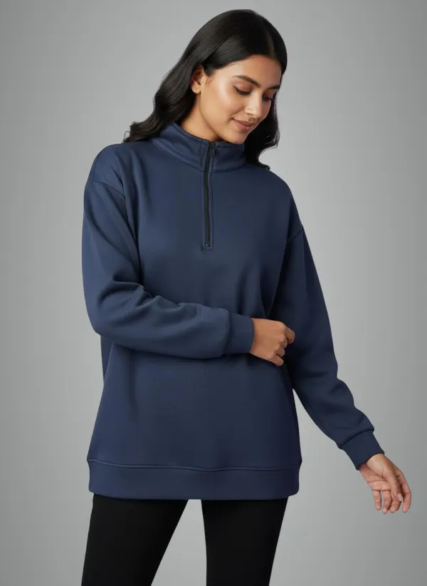 Blue_Premium_Half_Zip_Sweatshirt_Light_Fleece_Winter_Pullover_Casual_Top_Tailored_Fit_For_Women_(Pack_Of_3)