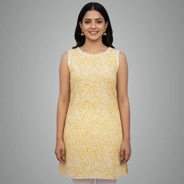 Yellow_Premium_Cotton_Block_Print_Short_Kurti_For_Women_(Pack_Of_2)