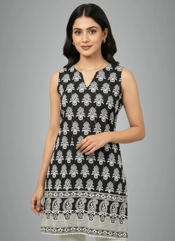 Black_Premium_Sleeveless_Chikankari_Embroidered_Kurti_For_For_Women