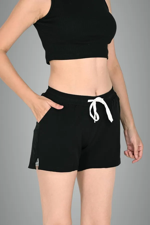 Black_Premium_Shorts_Cotton_With_Pocket_For_Yoga_Gym_Sports_Workout_Active_Wear_For_Women