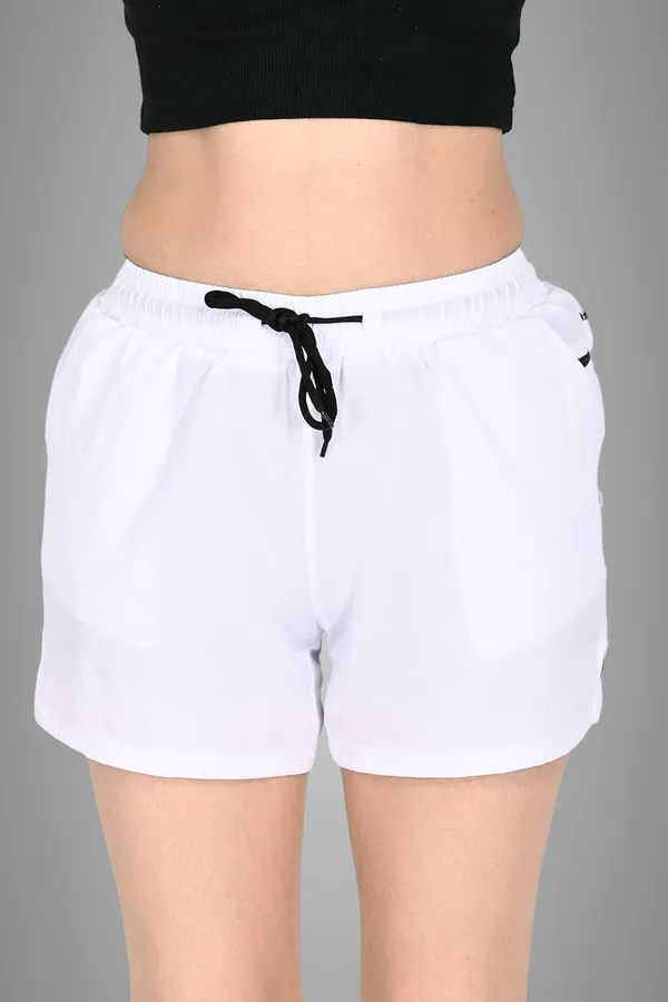 White_Premium_Shorts_Cotton_With_Pocket_For_Yoga_Gym_Sports_Workout_Active_Wear_For_Women