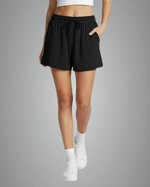 Black_Premium_Cotton_Gym_Shorts_With_Pockets_For_Women_(Pack_Of_8)