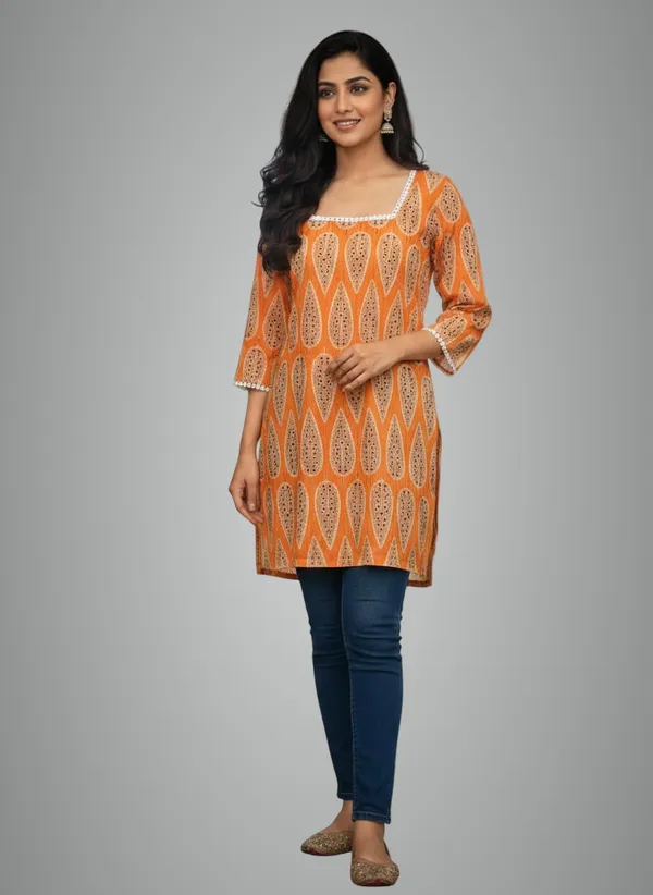 Orange_Premium_Rayon_Printed_Square_Neck_Kurti_For_Women_(Pack_Of_2)
