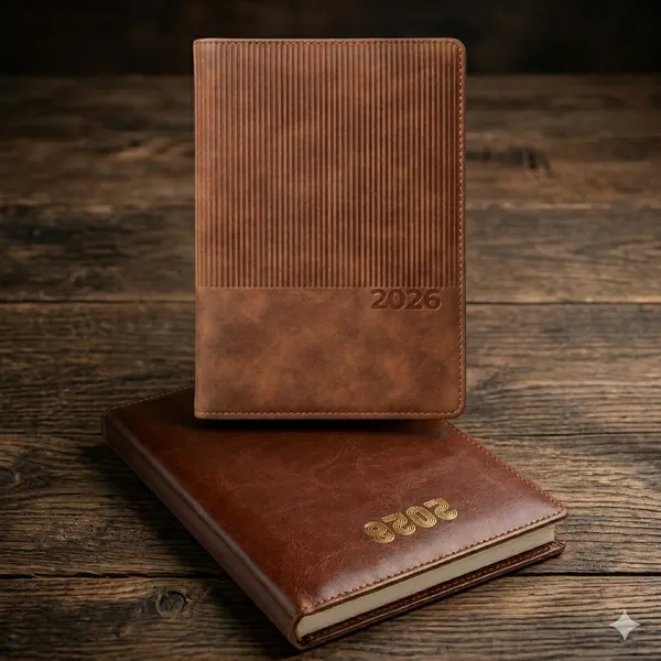 White_Premium_Leather_Planner_Diary_2023_with_Daily_Pages_And_Calendar_Reference_And_Premium_Brown_Leather_Diary_Planner_with_2019_Calendar_Pages_Pack_Of_2