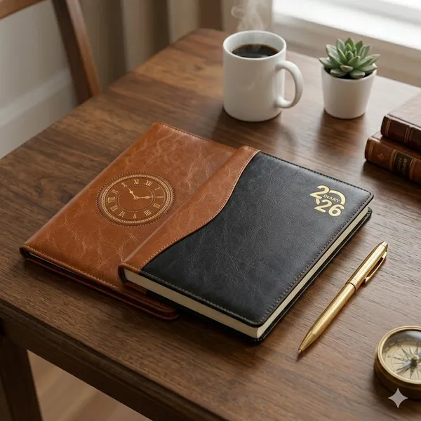 Brown_2026_Executive_Diary_with_AK_824_Branding_And_Premium_Leather_Finish_Planner_Embossed_Cover_with_Clock_-_2024_Planner_Combo_Pack_Of_2