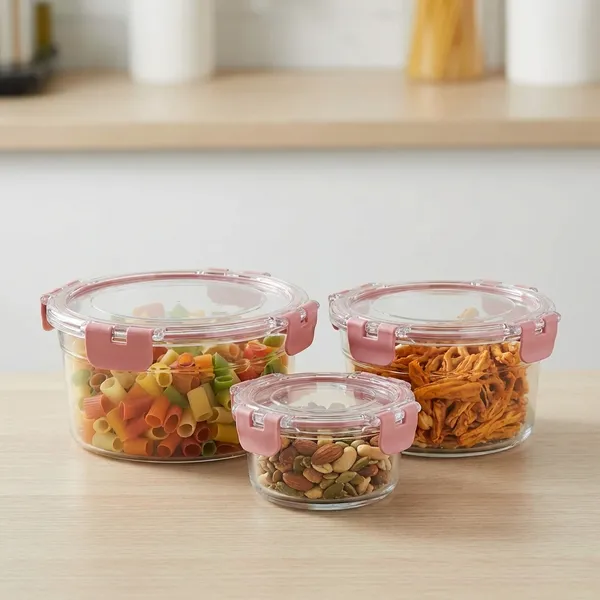 Green__&_Pink_Premium_Food_Storage_Container_Set_With_Locking_Lids_(Pack_Of_6)