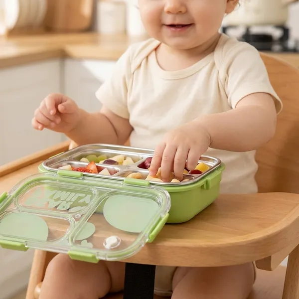 Green_Stainless_Steel_Bear_Family_Lunch_Box_2_Compartment_For_Kids
